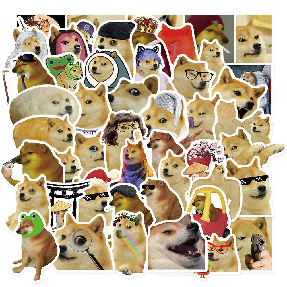 Phone Accessories For Kids - 50 Buah Stiker MEME Doge Lucu