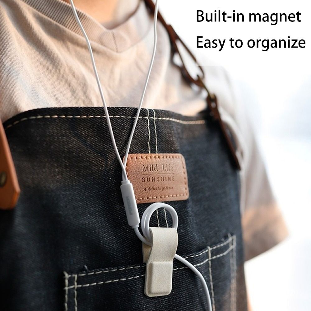 Cable Organizer Magnetic - Klip Kabel Earphone Kulit Baru Fleksibel