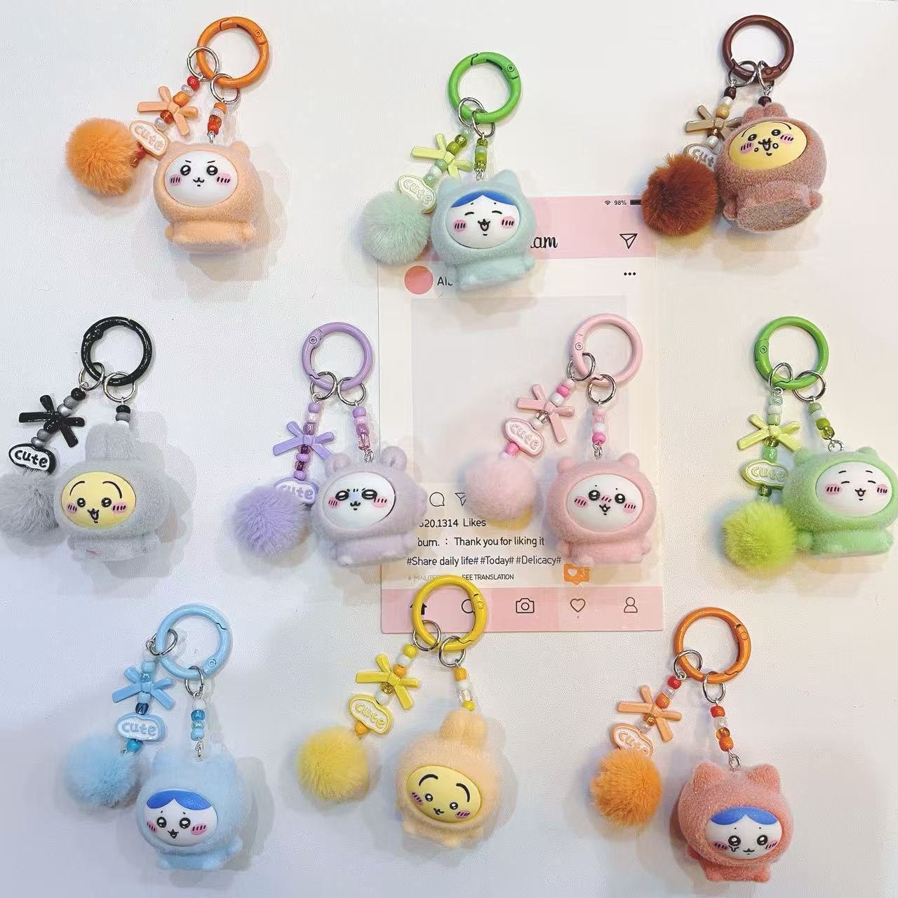 Phone Accessories For Kids - Gantungan Kunci Kartun Flocked Lucu Momonga