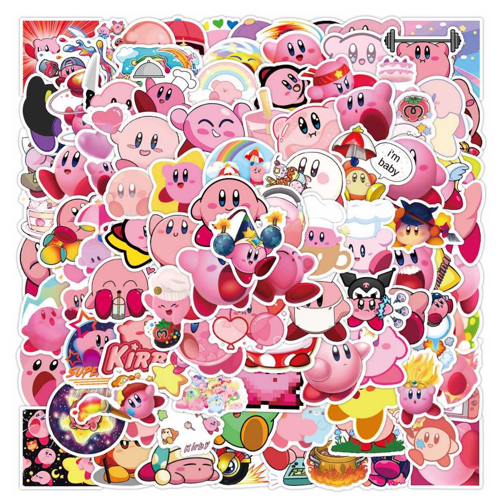 Phone Accessories For Kids - 100 Buah Stiker Permainan Kartun Kirby