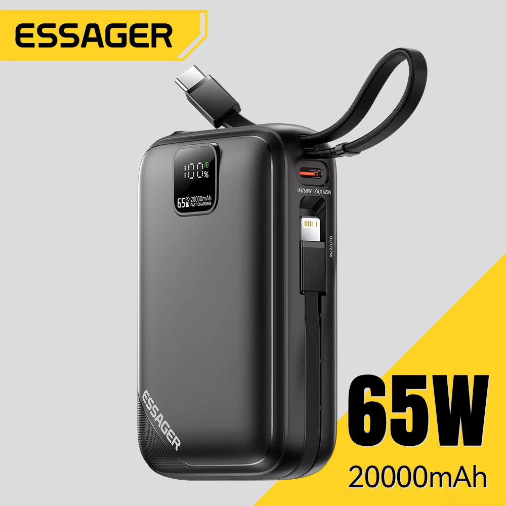 Portable Charger 20000Mah - Essager Power Bank 65W 20000MAh PD