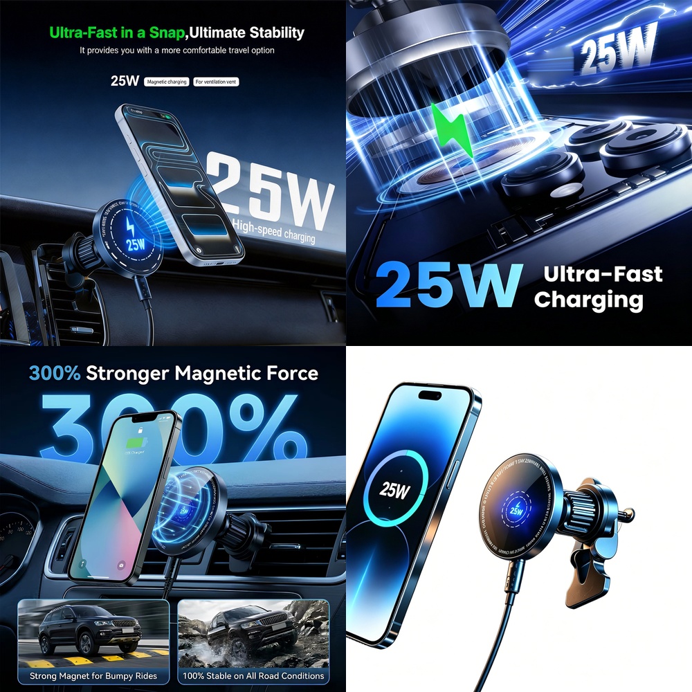 Phone Cooling Fan - Pengisi Daya Mobil Nirkabel Magnetik 25W