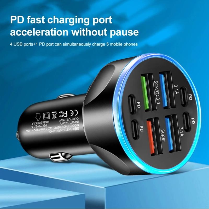 Pengisi Daya Mobil USB C 8 Por - Usb C Hub ulasan dan harga