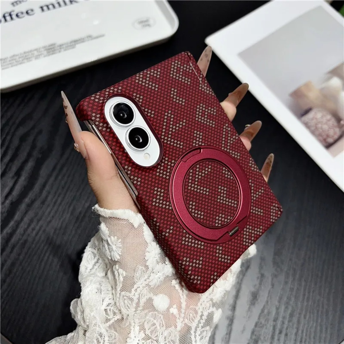 Bracket 360 Kulit Serat Karbon - Z Phone Accessories ulasan dan harga