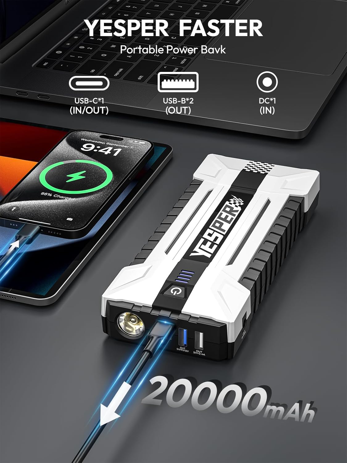 YEPSER YJS20 3000A Peak 12V Ju - Portable Charger 20000Mah ulasan dan harga